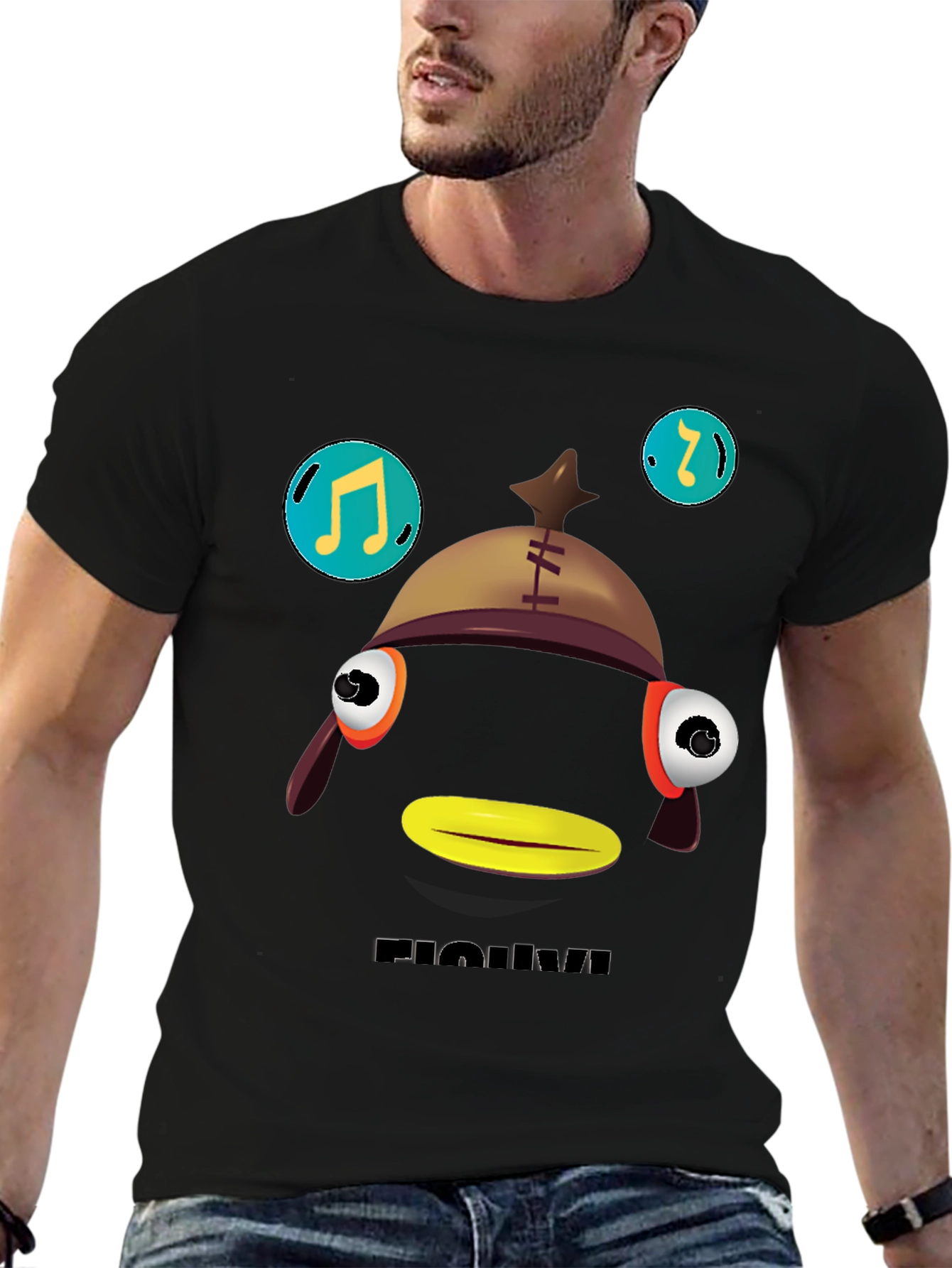 Funny Fish Head T-Shirt - Black Cotton Tee