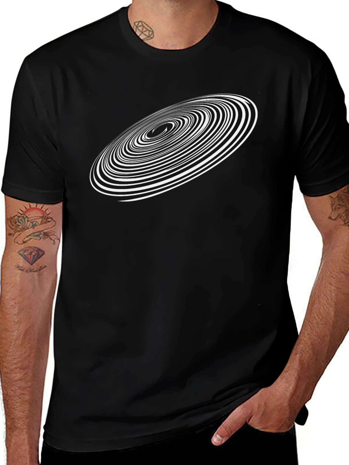 Black Hole Spiral Graphic Tee - Stylish & Unique Design