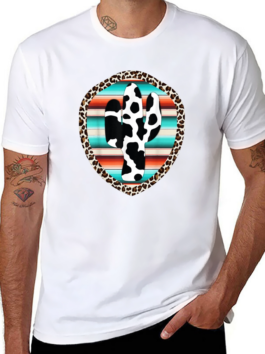 Cow Print Cactus Graphic Tee
