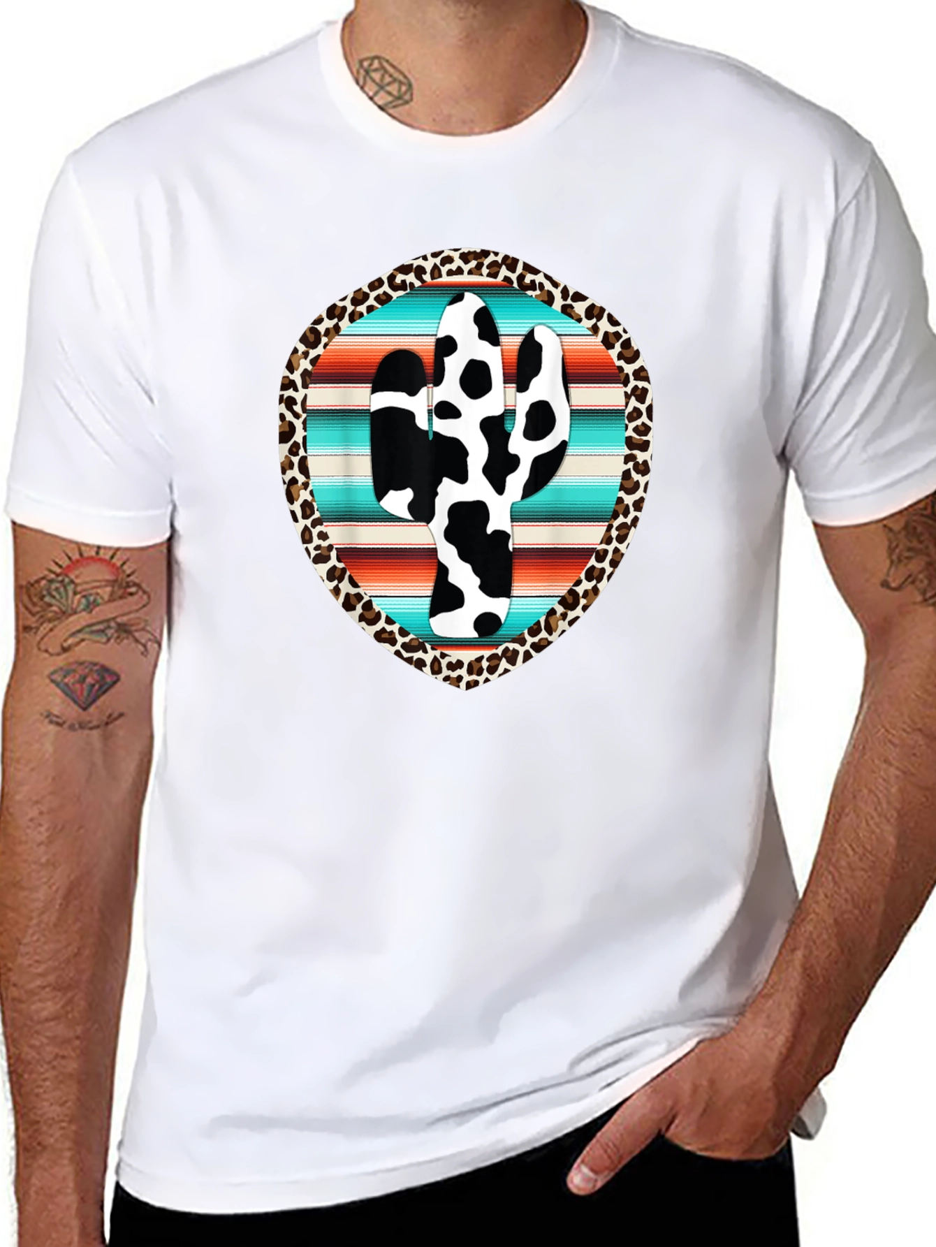 Cow Print Cactus Graphic Tee