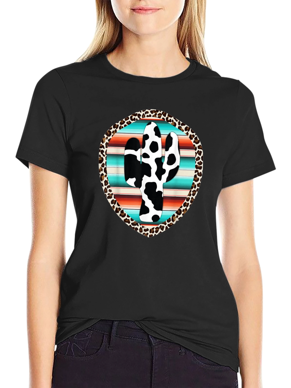 Cow Print Cactus Graphic Tee