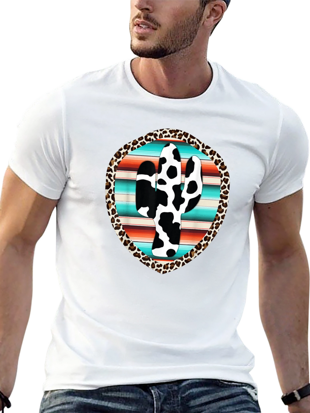 Cow Print Cactus Graphic Tee