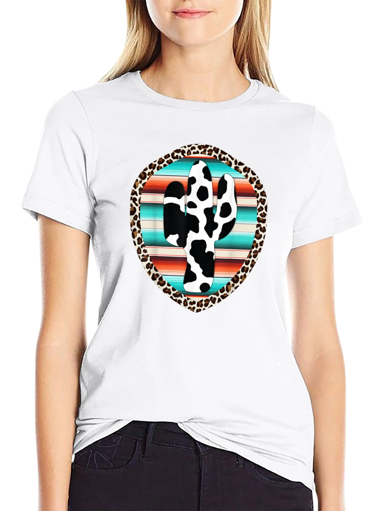 Cow Print Cactus Graphic Tee