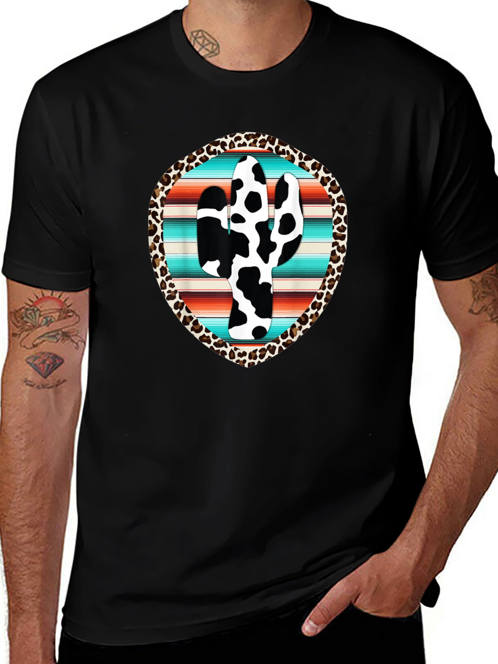 Cow Print Cactus Graphic Tee