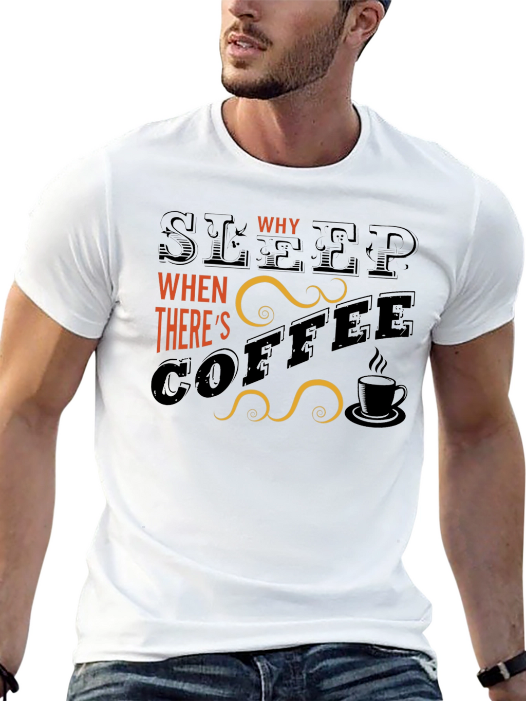 Sleep? Why? Coffee Graphic T-Shirt - Black