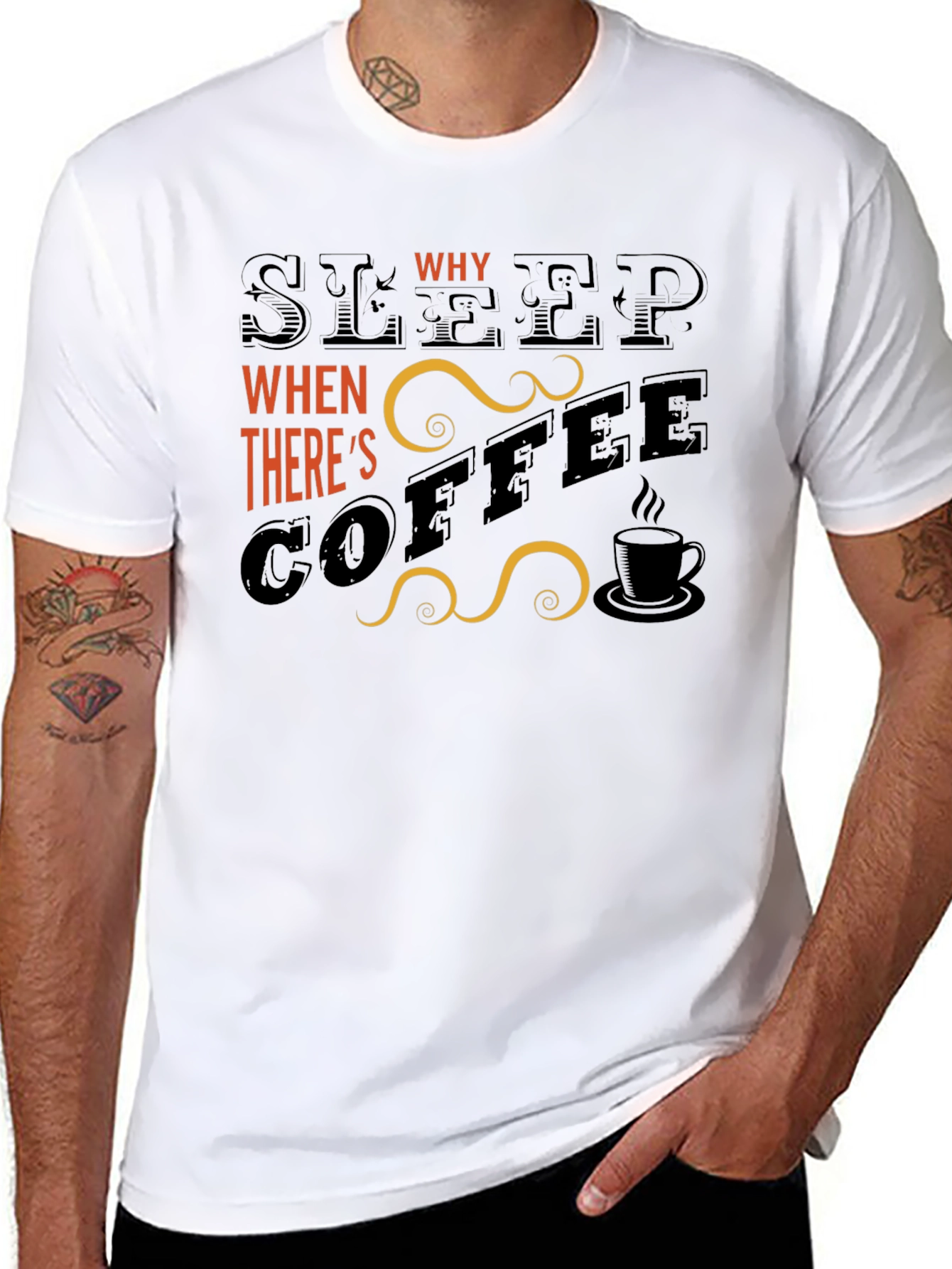 Sleep? Why? Coffee Graphic T-Shirt - Black