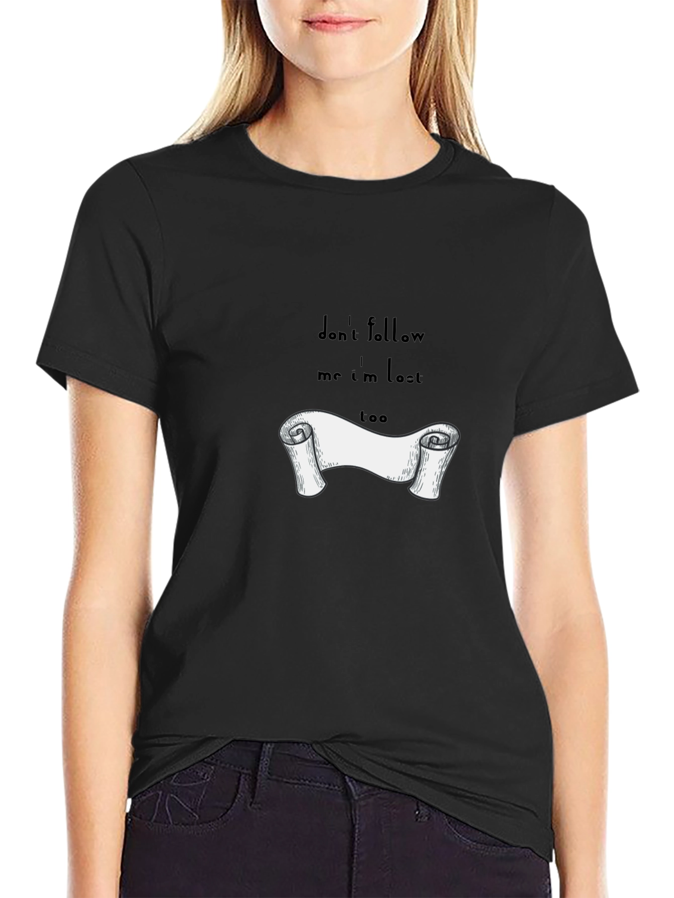 Lost Scroll Graphic T-Shirt - Classic Black Tee
