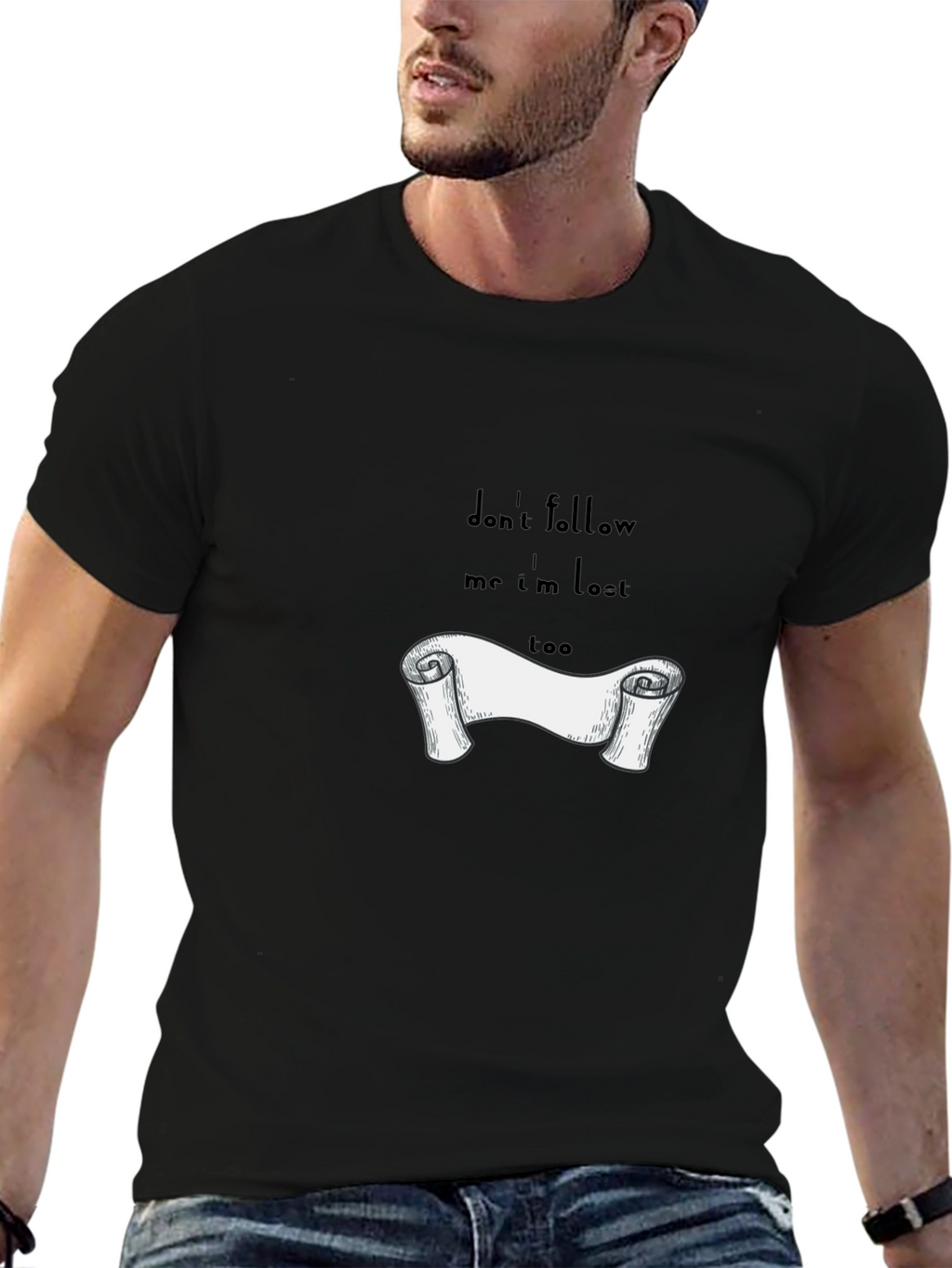 Lost Scroll Graphic T-Shirt - Classic Black Tee