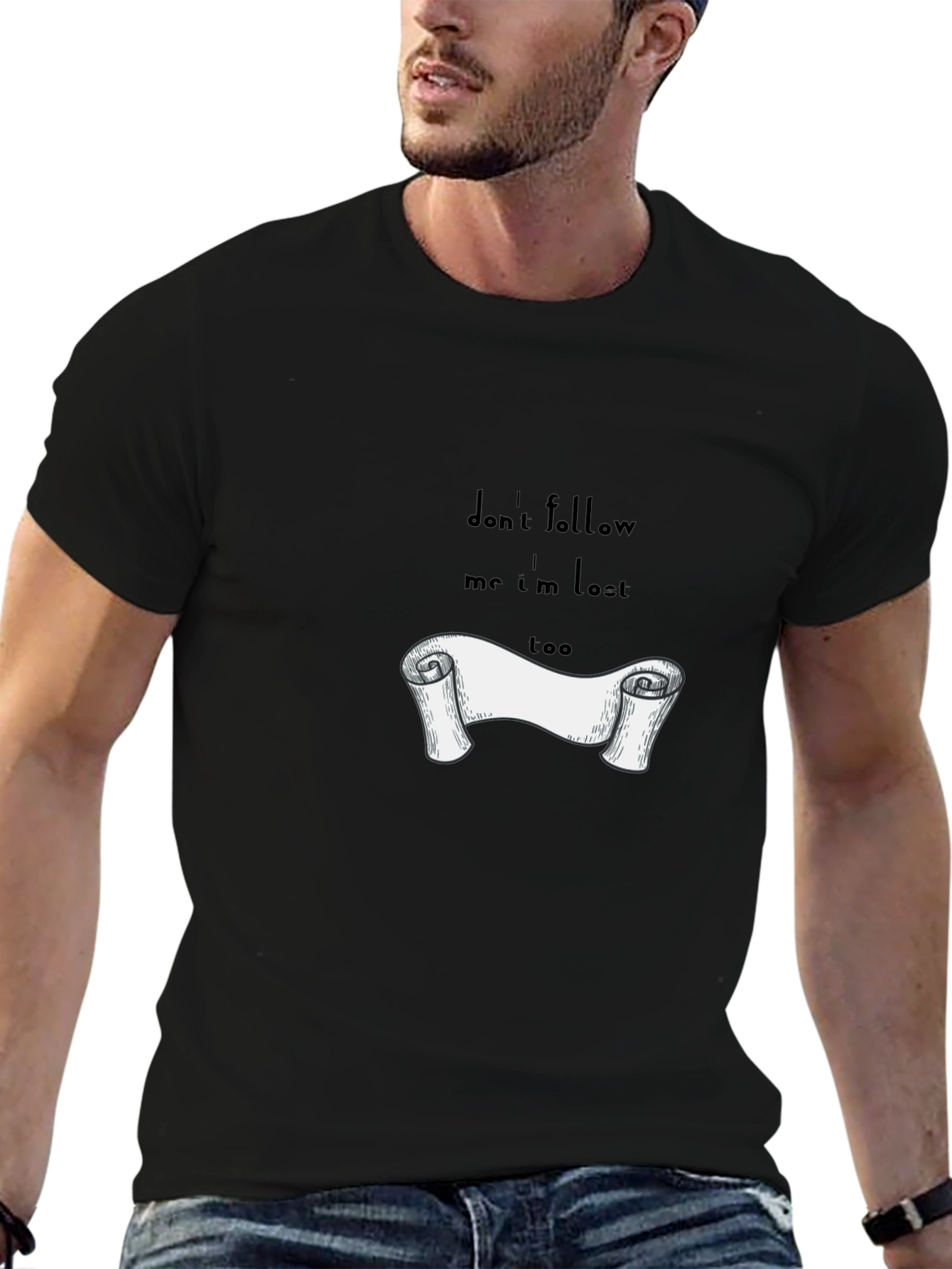 Lost Scroll Graphic T-Shirt - Classic Black Tee