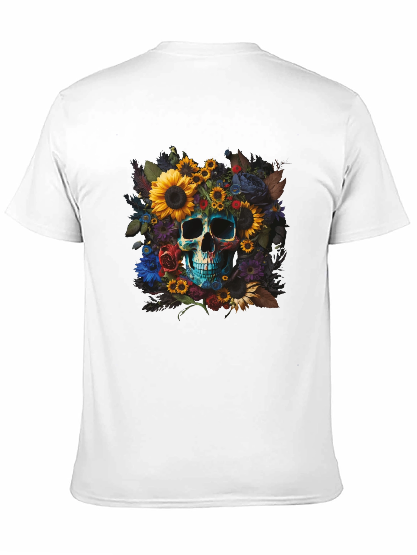 Floral Skull Graphic Tee - Unique Design