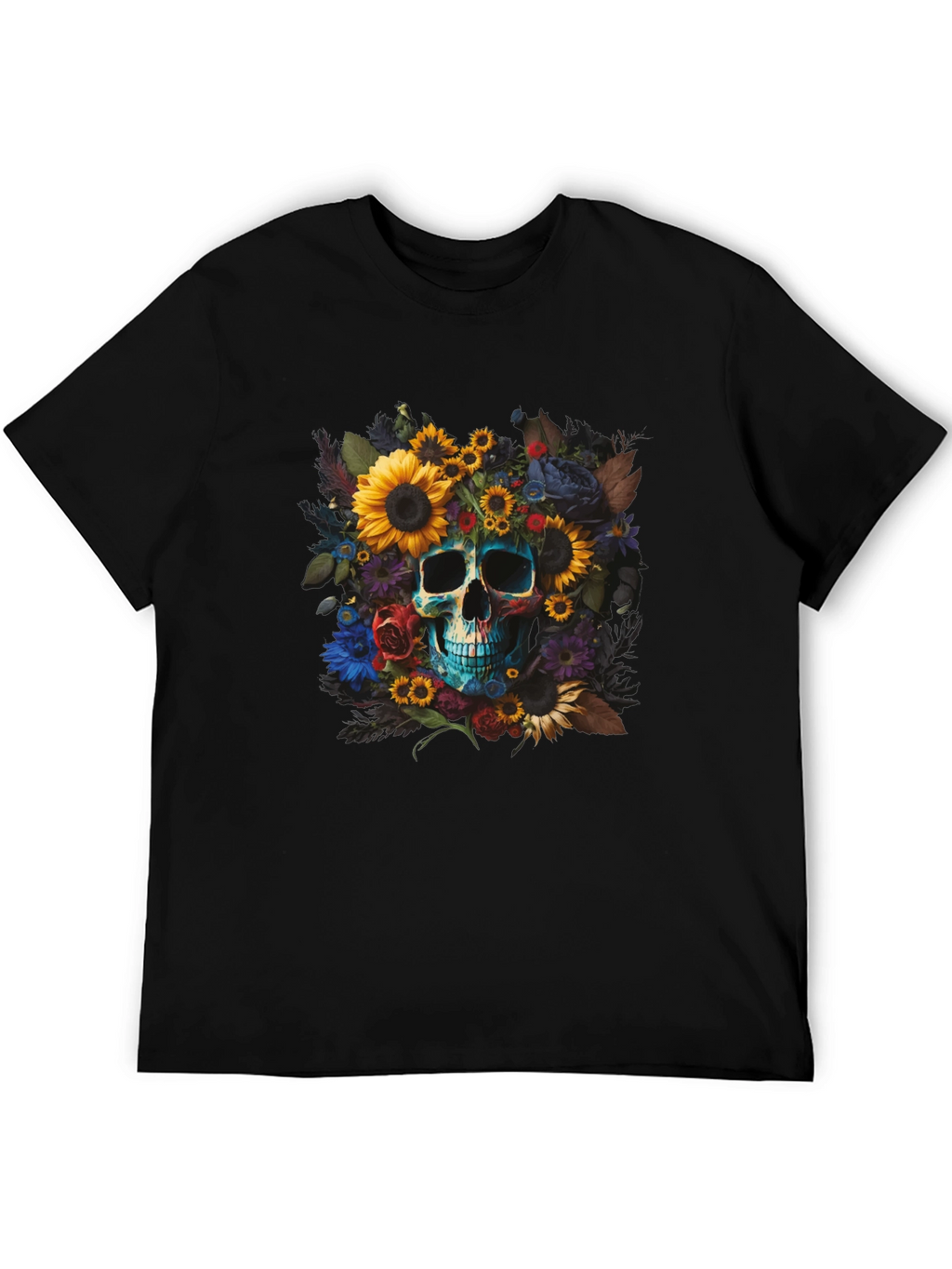 Floral Skull Graphic Tee - Unique Design