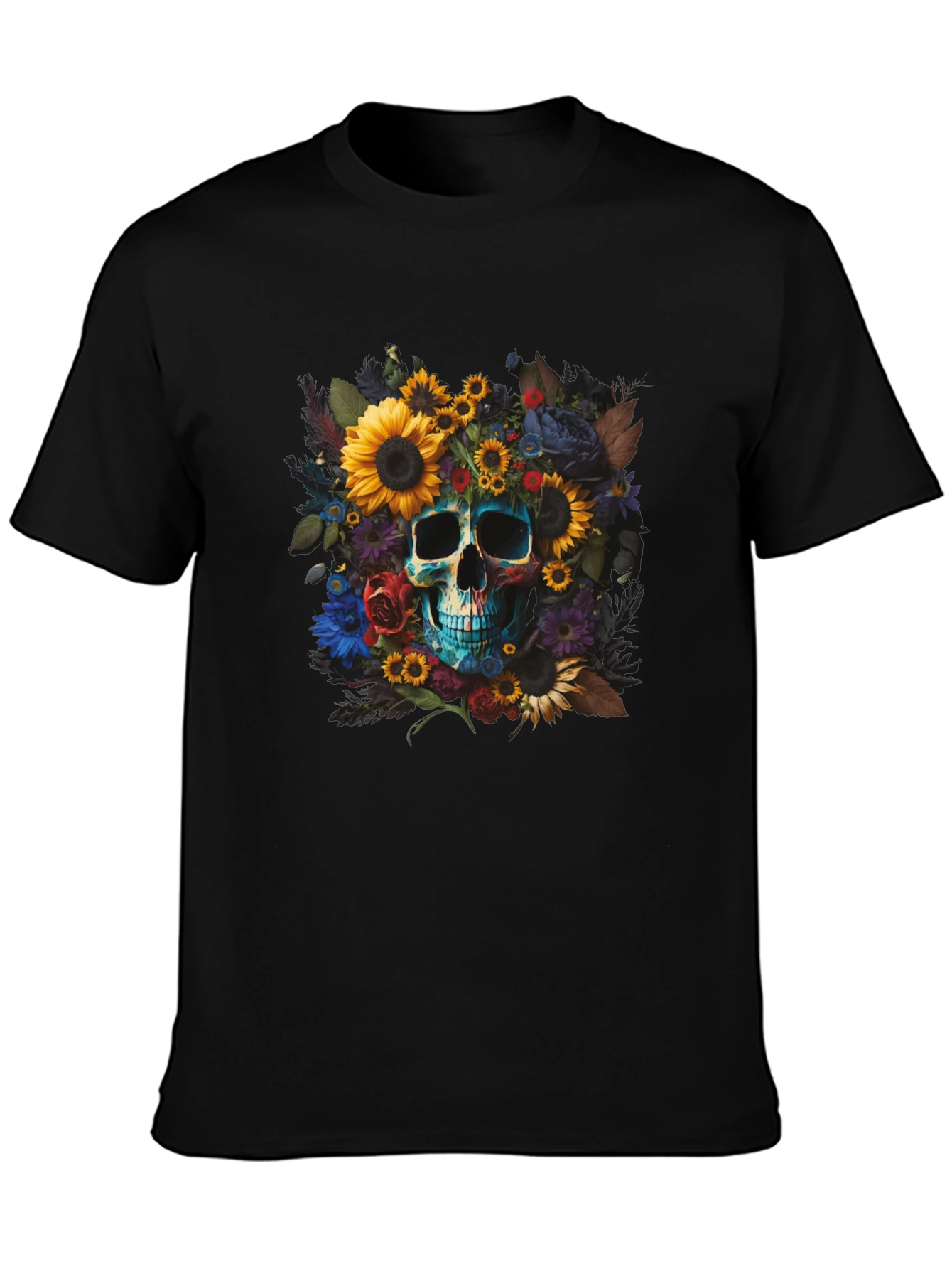 Floral Skull Graphic Tee - Unique Design