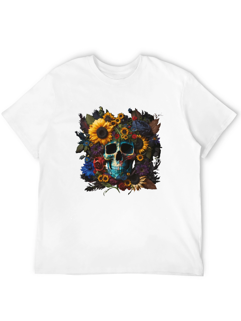 Floral Skull Graphic Tee - Unique Design