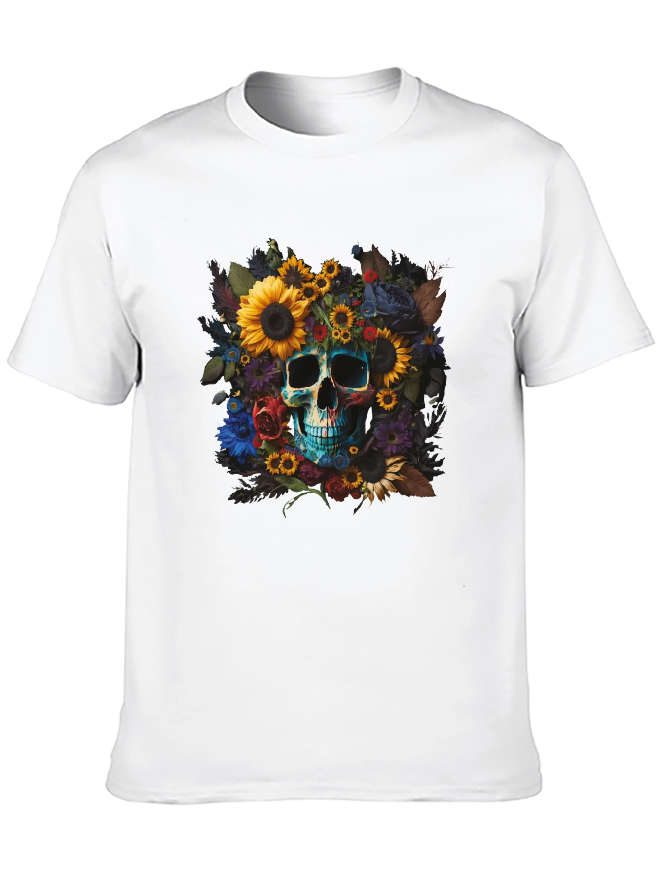 Floral Skull Graphic Tee - Unique Design