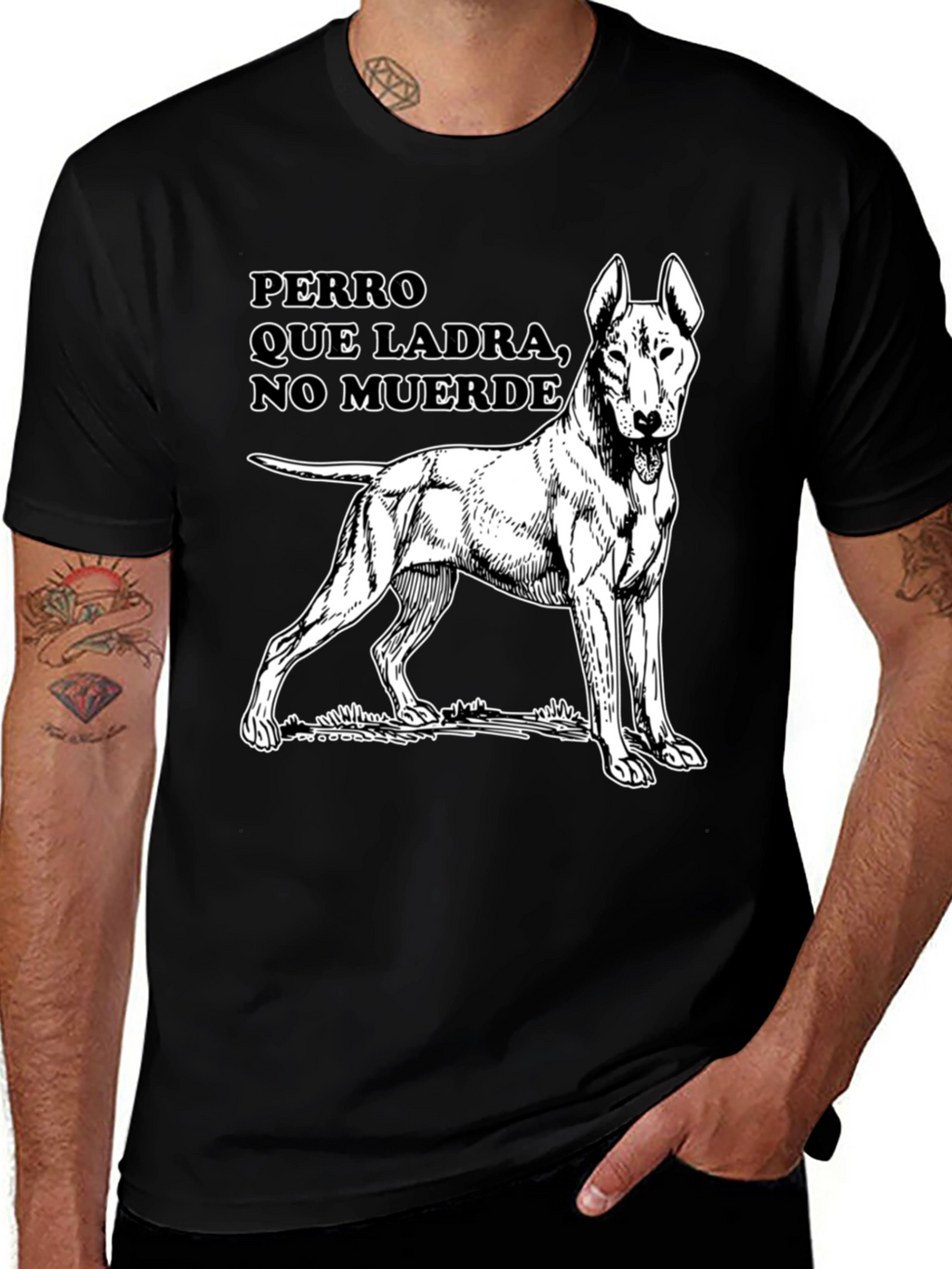 Dog Drawing T-Shirt - Perro Que Ladra Black Tee