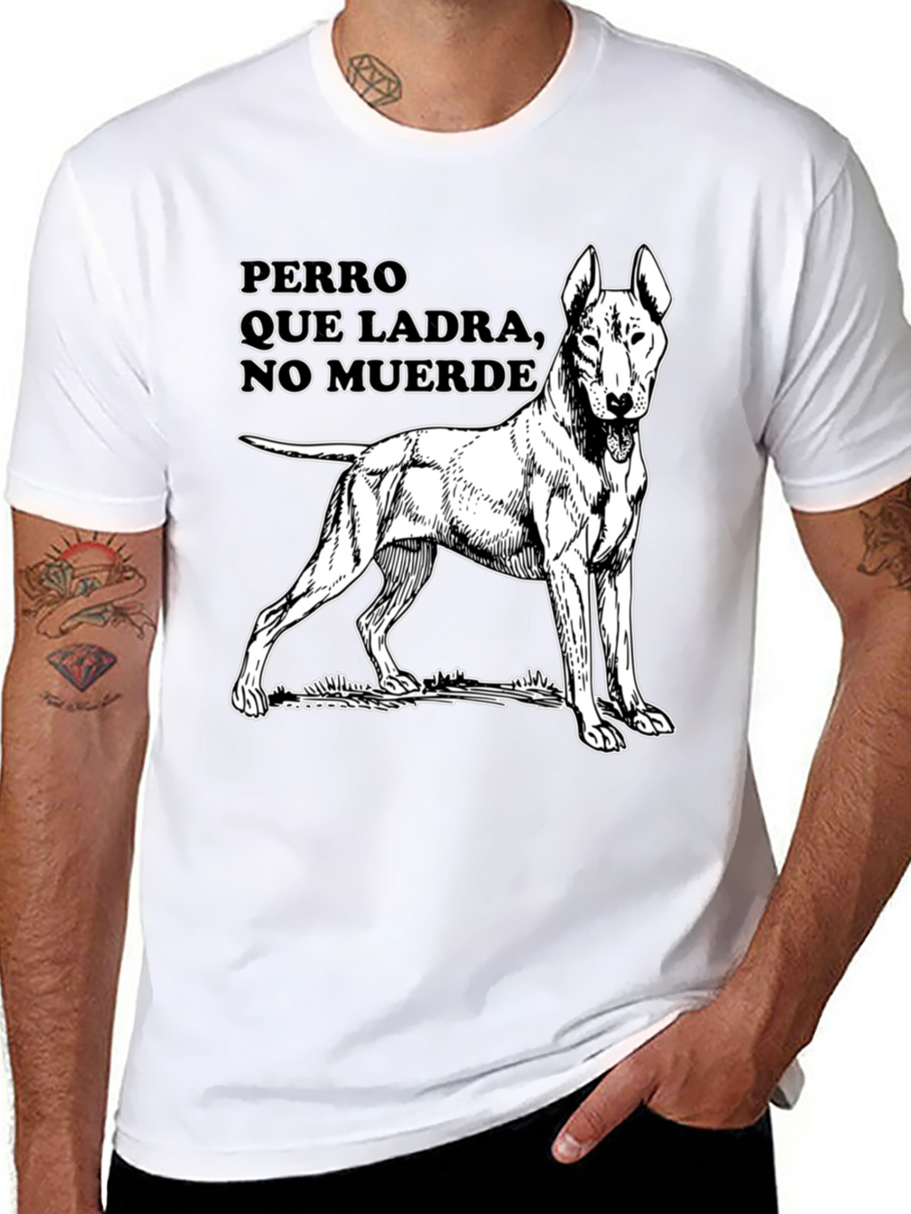 Dog Drawing T-Shirt - Perro Que Ladra Black Tee
