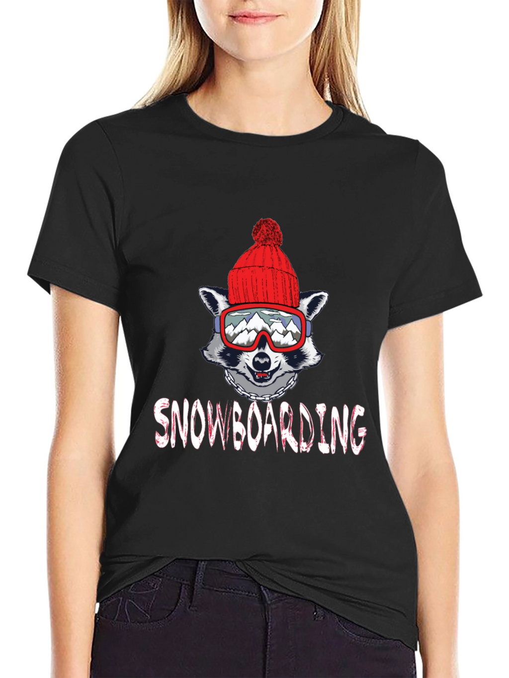 Snowboarding Raccoon Graphic Tee