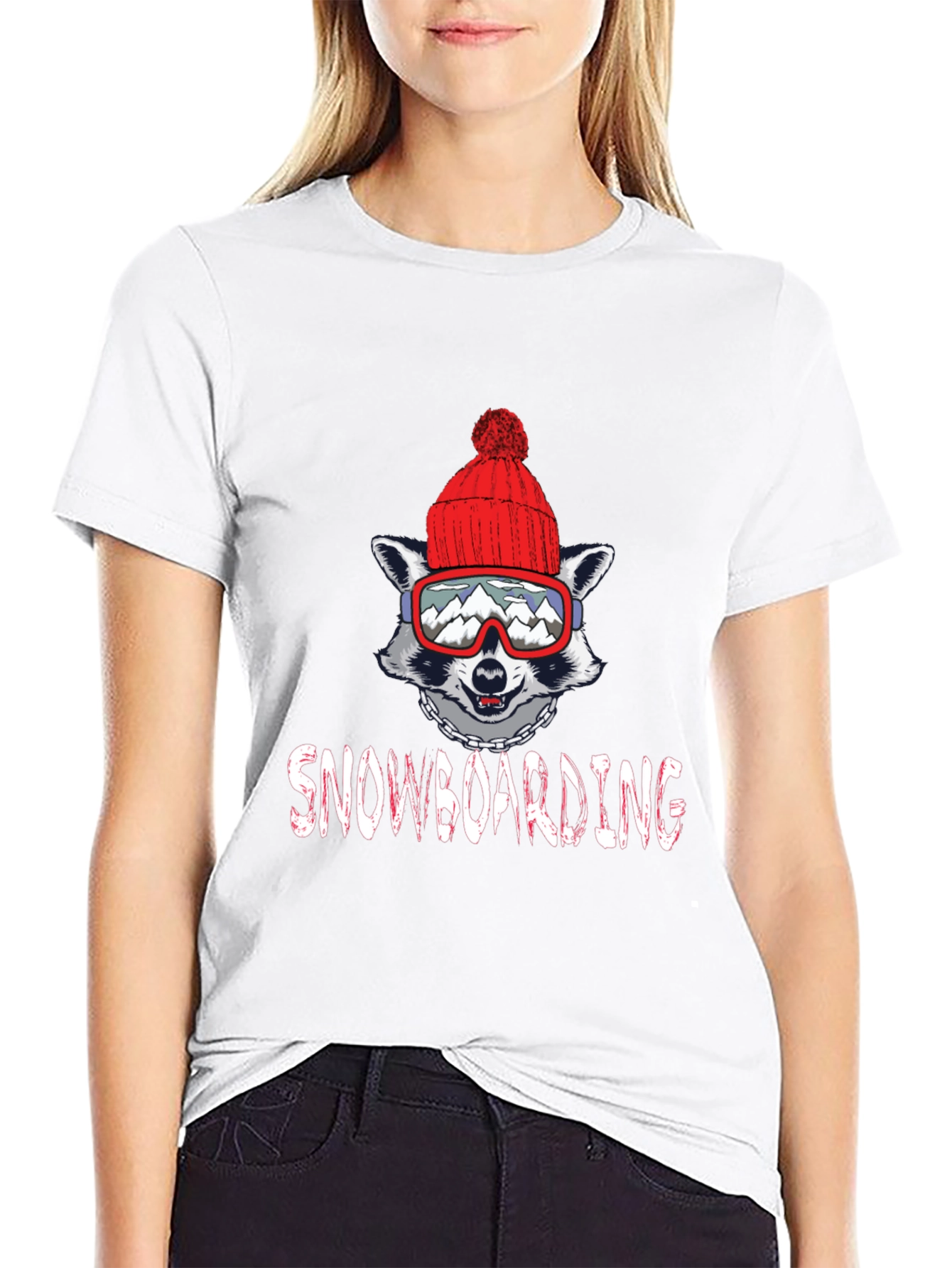 Snowboarding Raccoon Graphic Tee