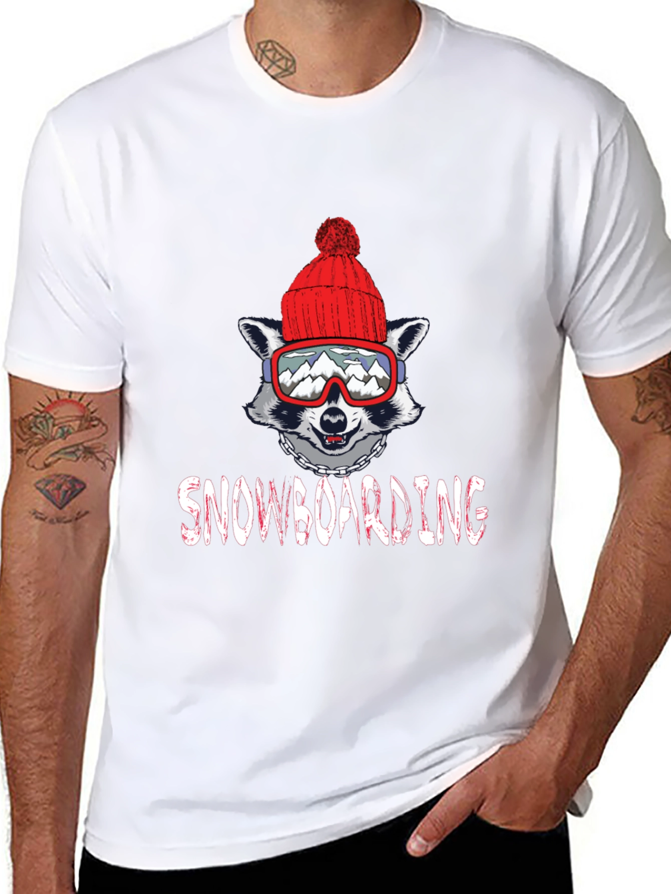 Snowboarding Raccoon Graphic Tee