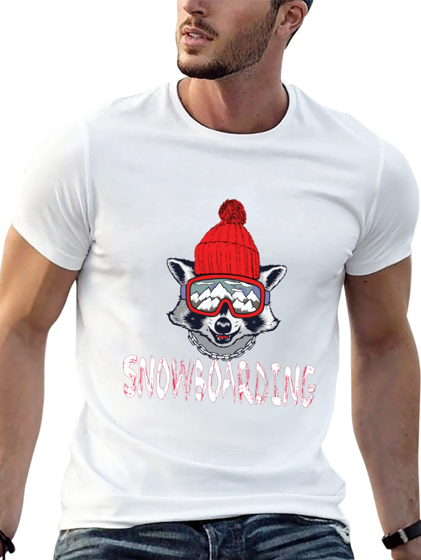 Snowboarding Raccoon Graphic Tee