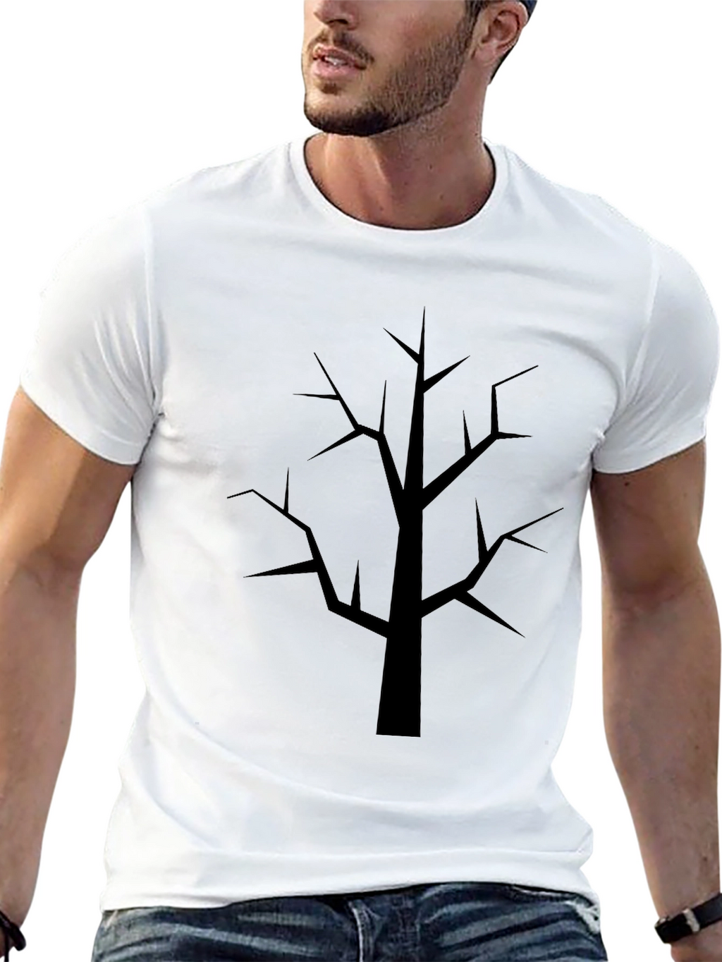Minimalist Tree Graphic Black T-Shirt