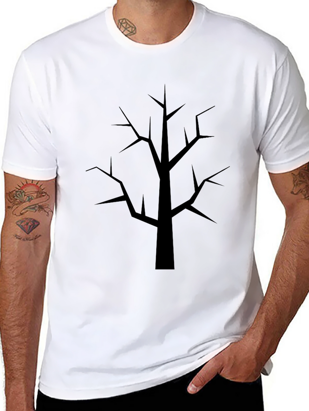 Minimalist Tree Graphic Black T-Shirt
