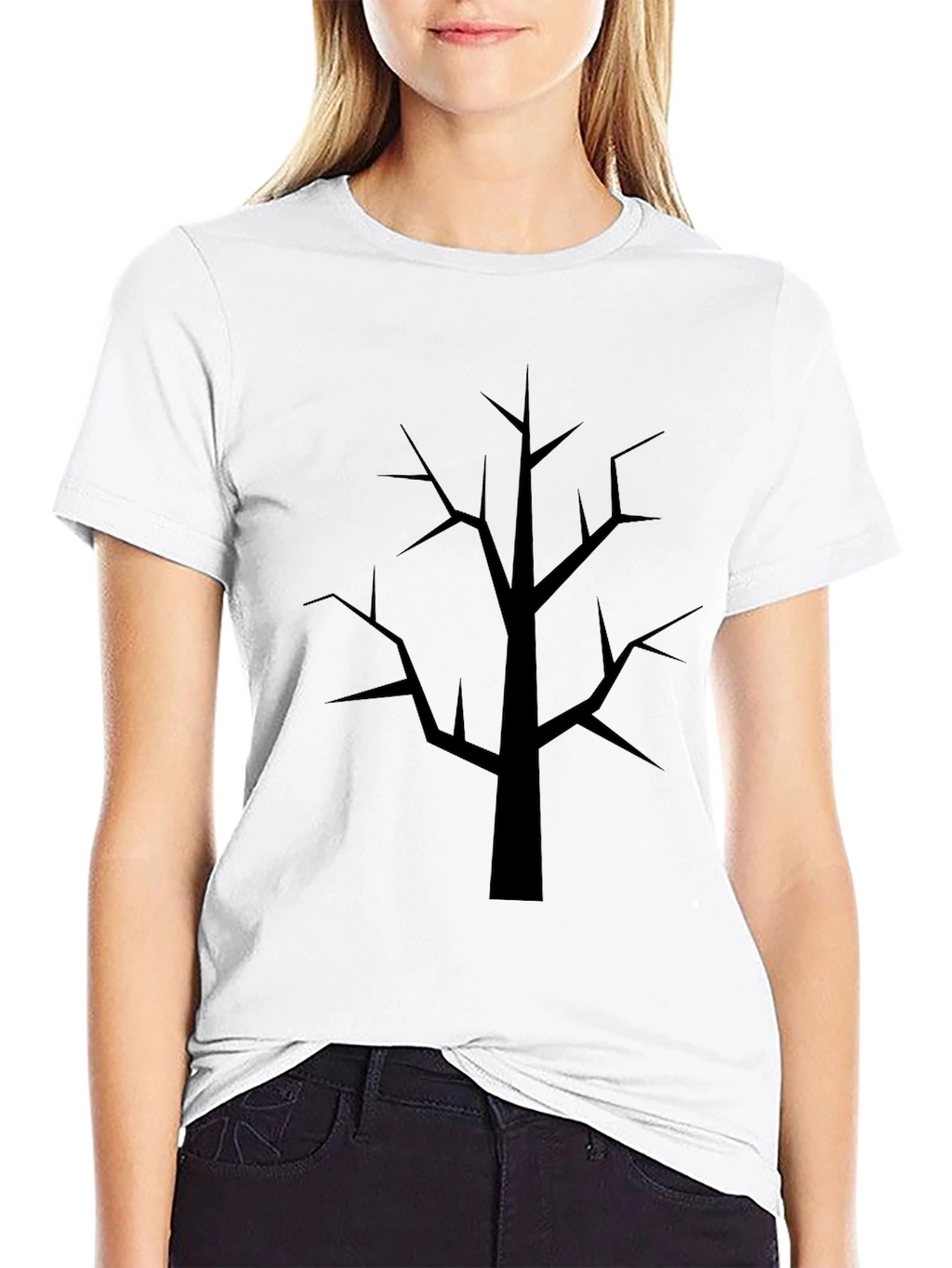 Minimalist Tree Graphic Black T-Shirt