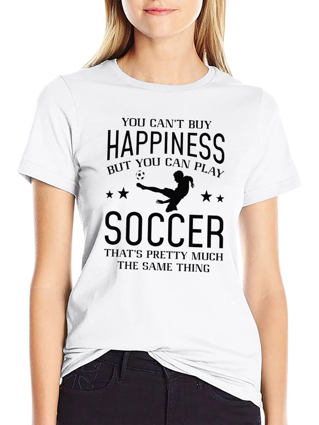Soccer Happiness Black Graphic T-Shirt
