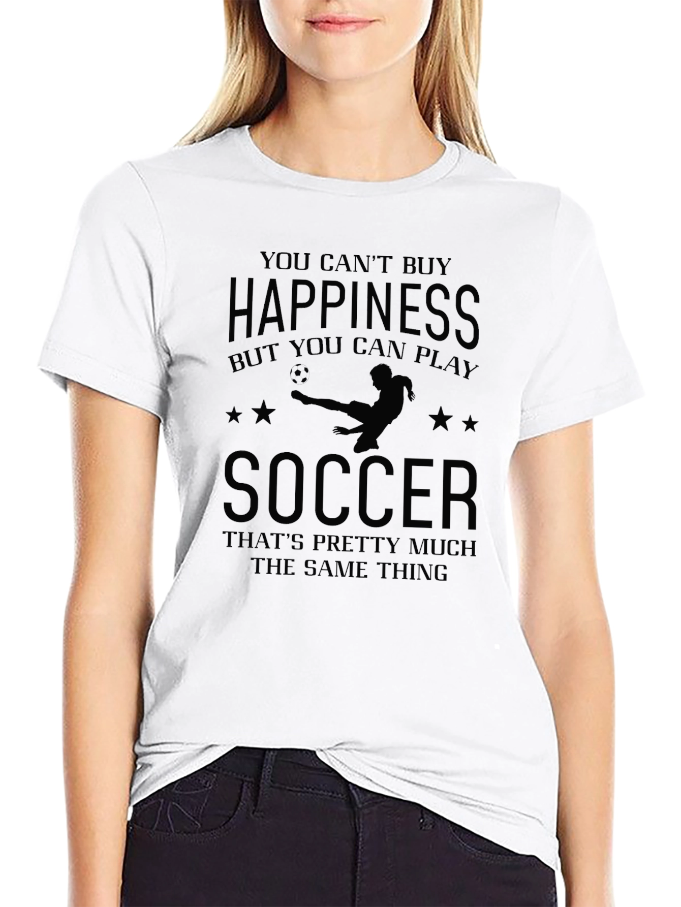Soccer Happiness Black Graphic T-Shirt