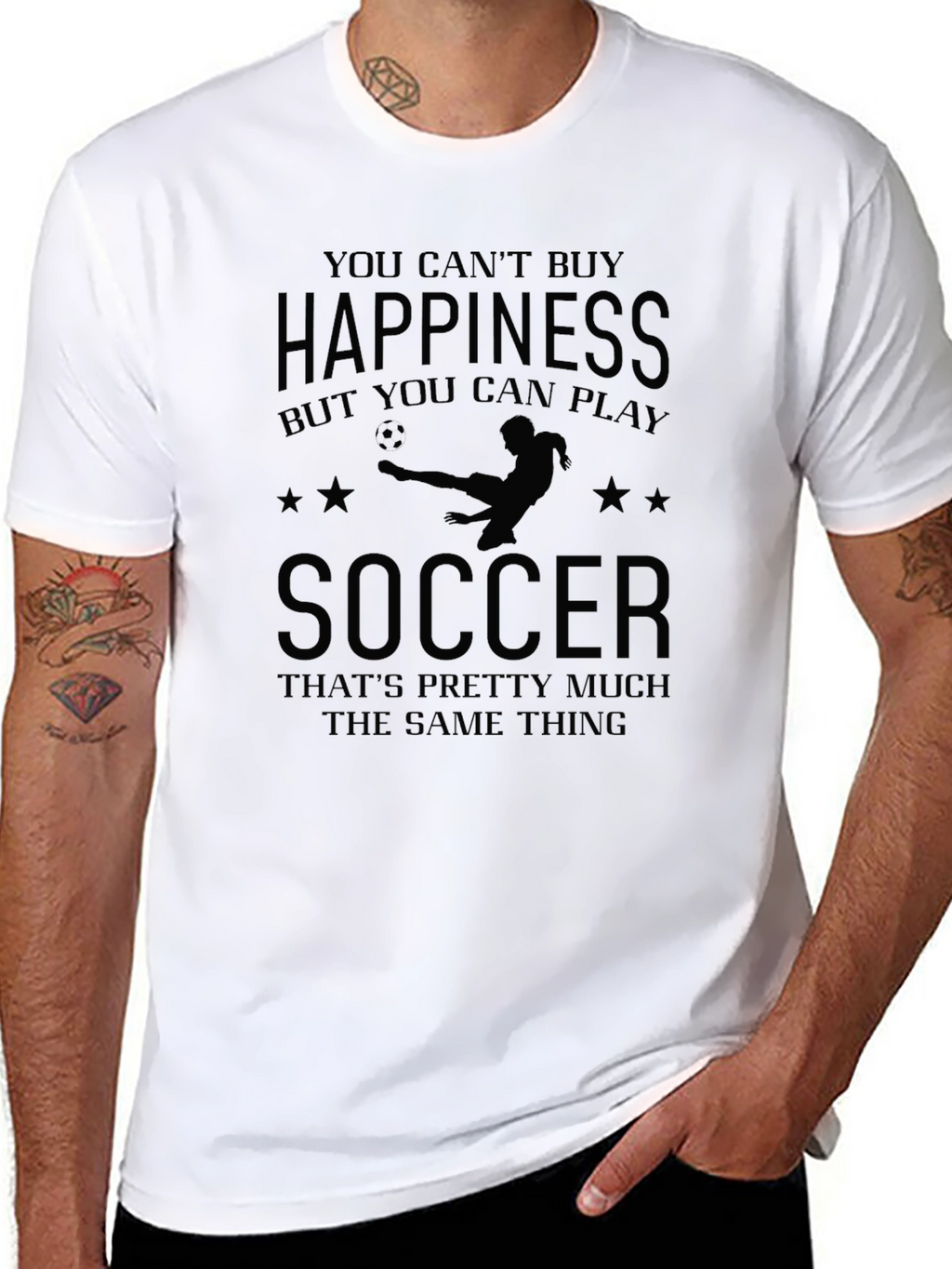 Soccer Happiness Black Graphic T-Shirt