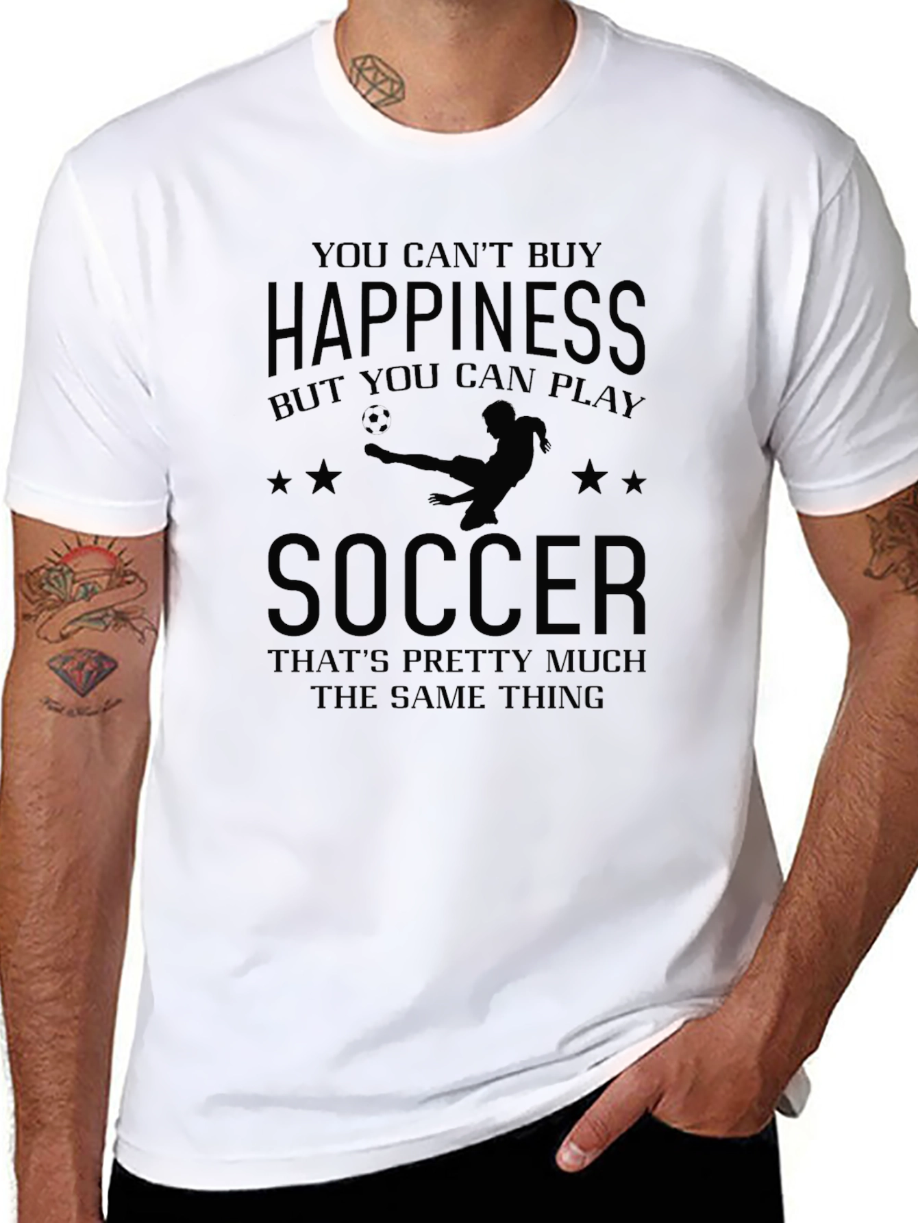 Soccer Happiness Black Graphic T-Shirt
