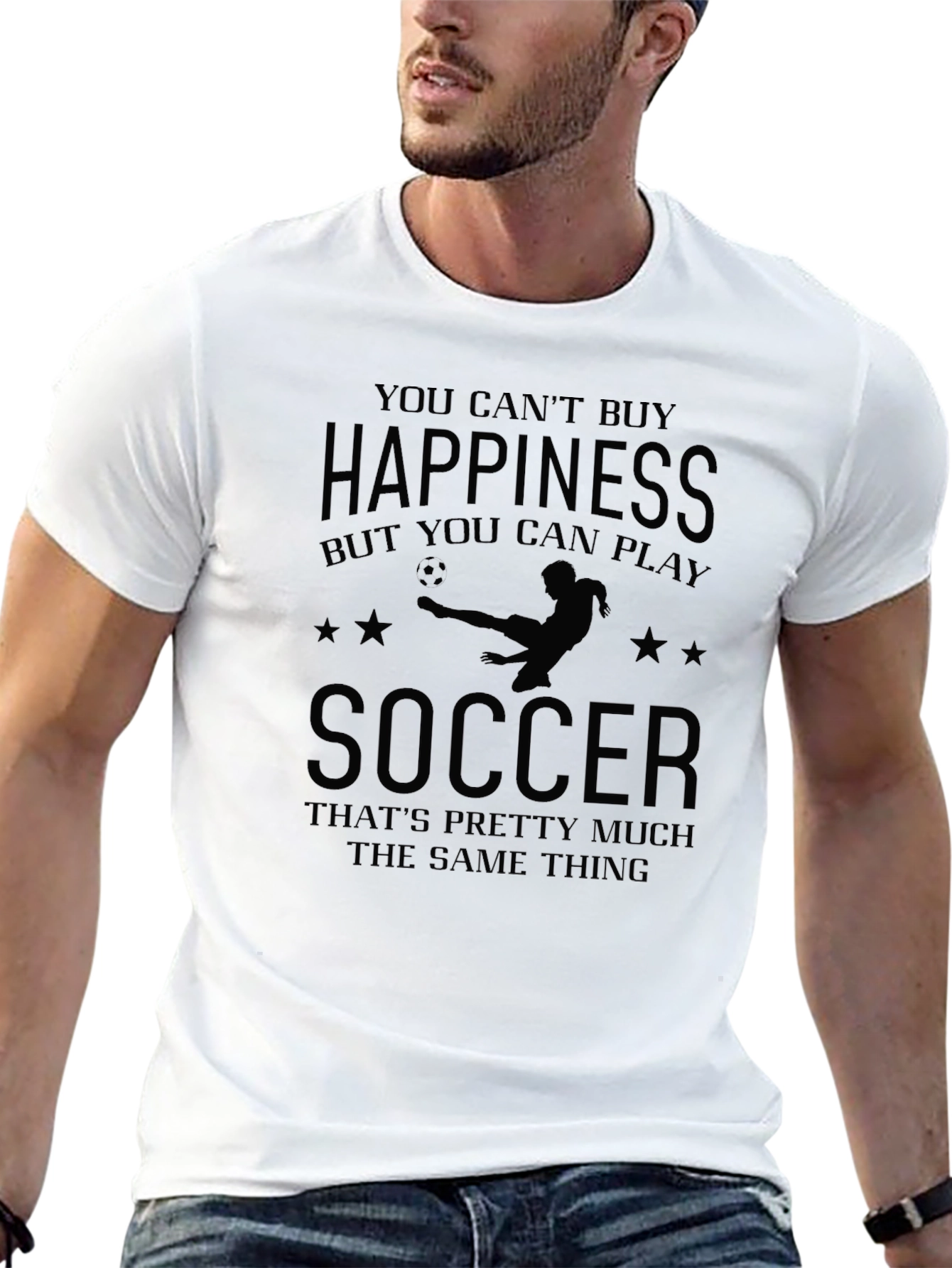 Soccer Happiness Black Graphic T-Shirt