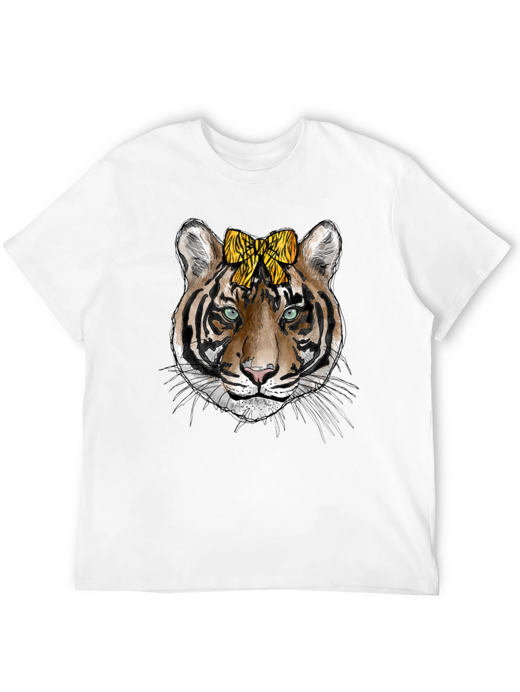 Tiger Face Graphic Print Mens Black T-Shirt
