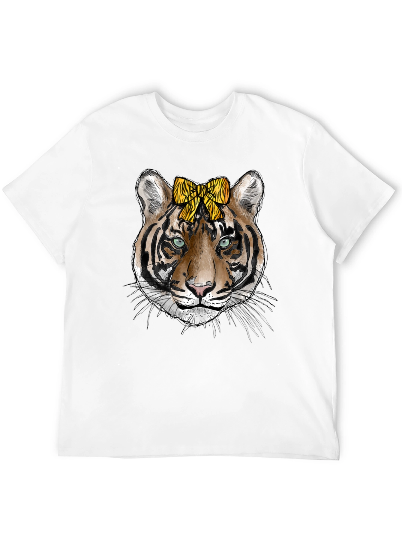 Tiger Face Graphic Print Mens Black T-Shirt