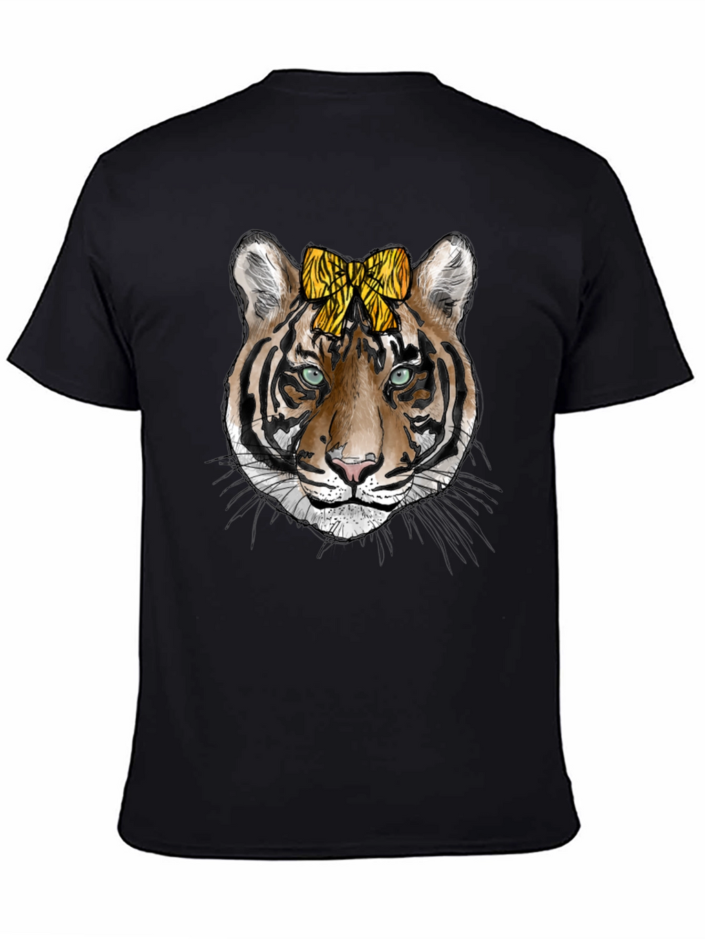 Tiger Face Graphic Print Mens Black T-Shirt