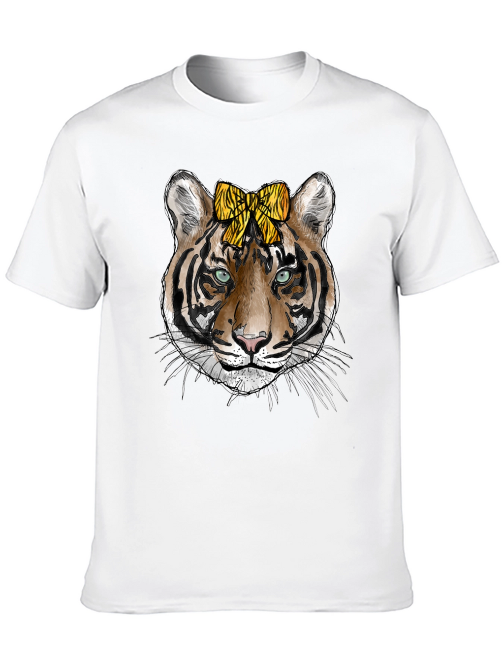 Tiger Face Graphic Print Mens Black T-Shirt