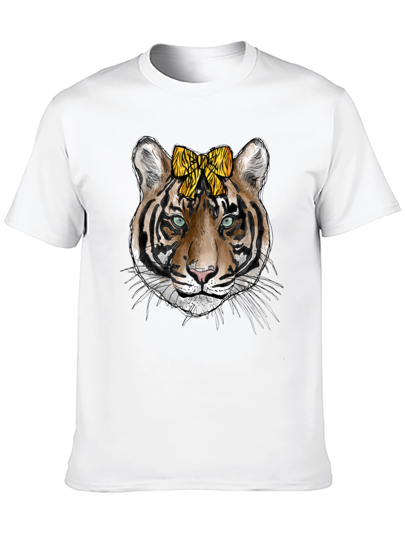 Tiger Face Graphic Print Mens Black T-Shirt