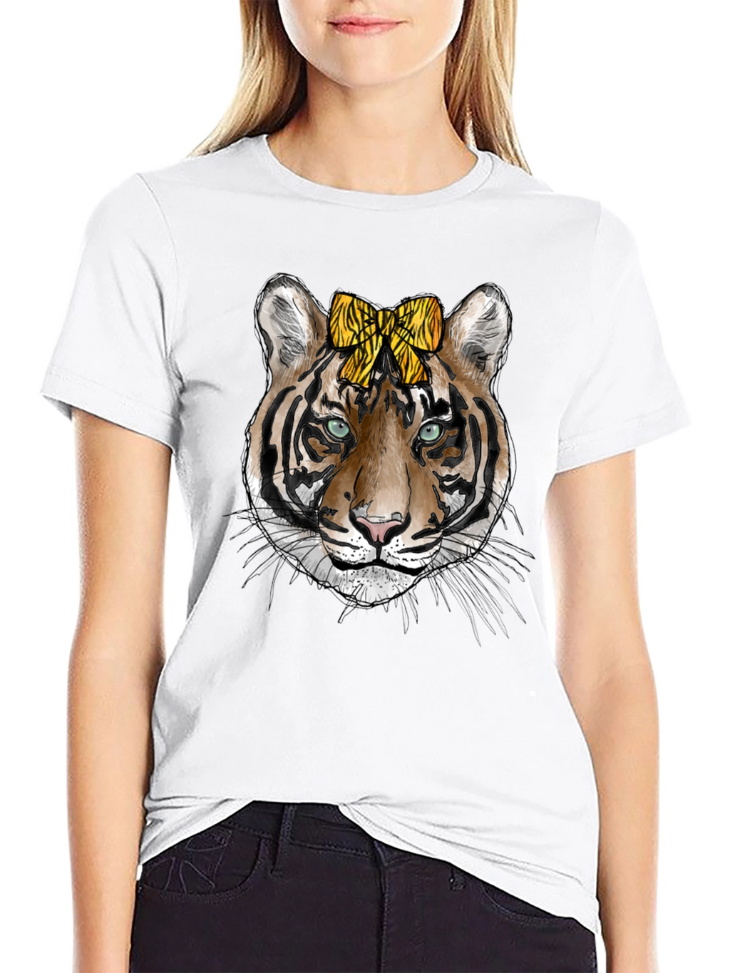 Tiger Face Graphic Print Mens Black T-Shirt
