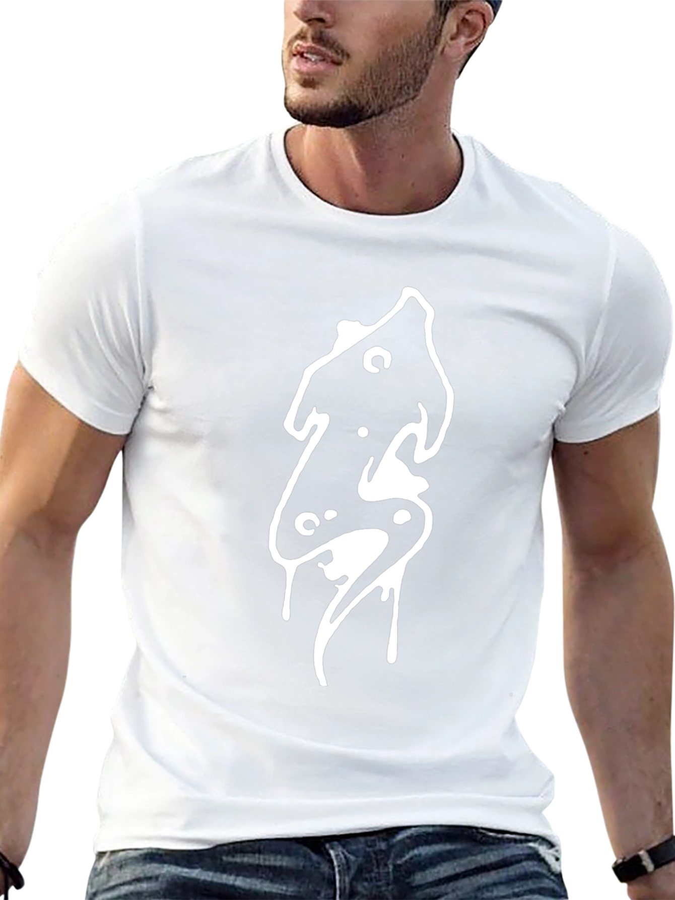 Black Graphic Tee - Abstract Drip Design