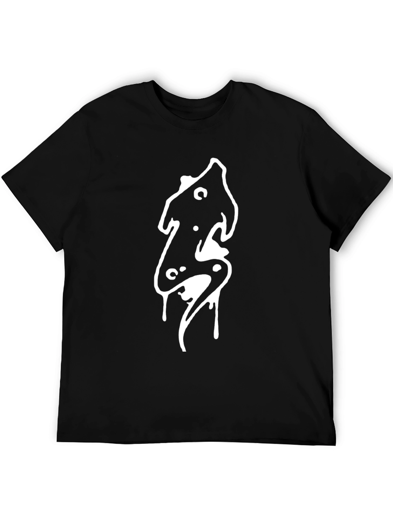 Black Graphic Tee - Abstract Drip Design