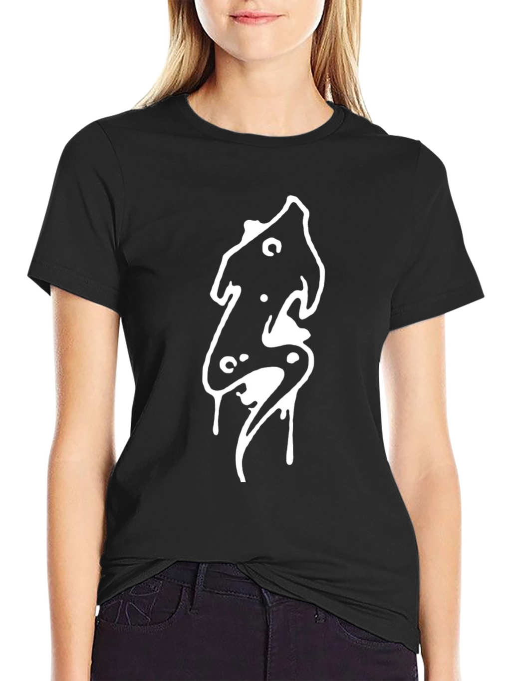 Black Graphic Tee - Abstract Drip Design
