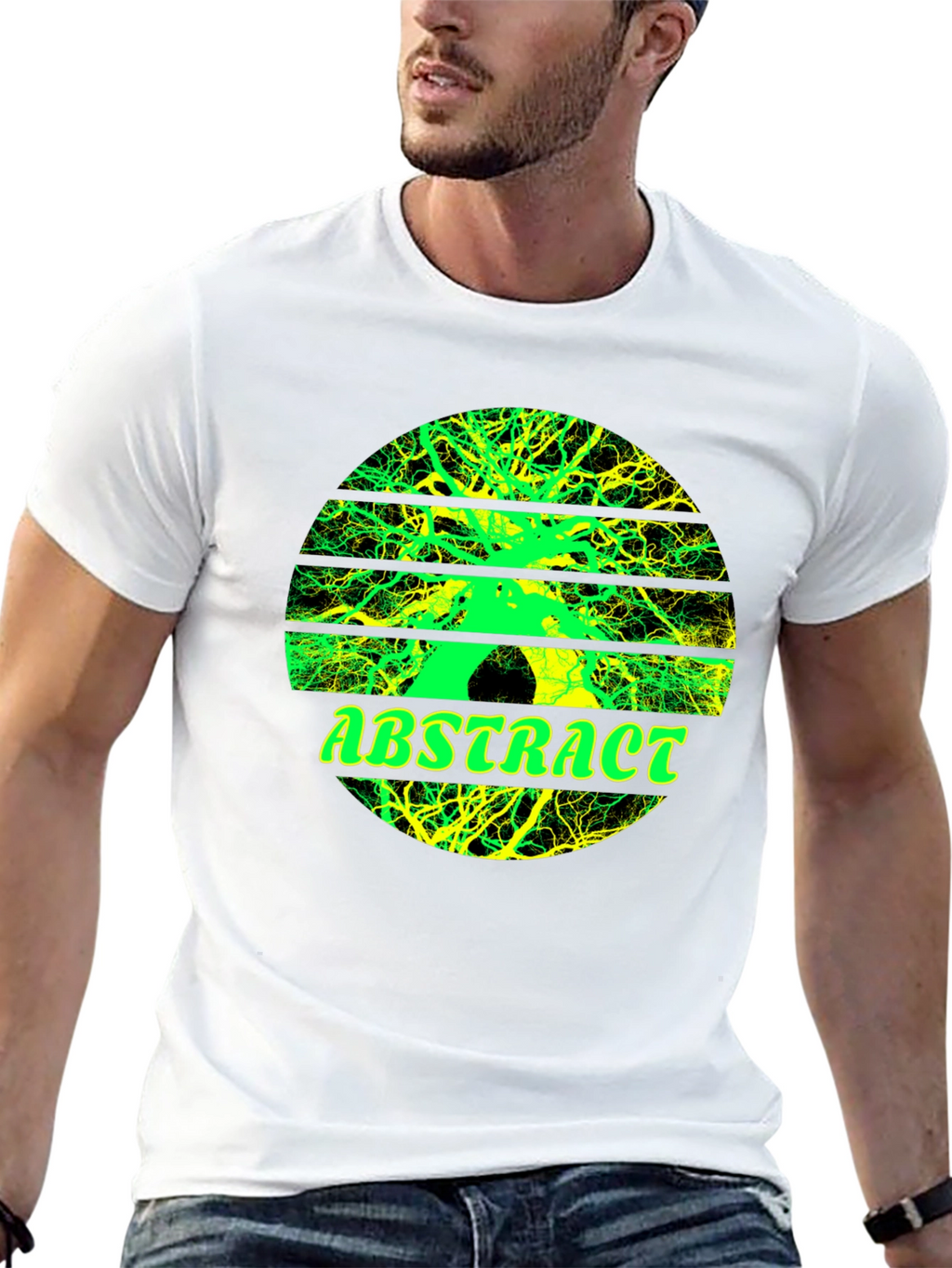 Abstract Tree Graphic Tee - Stylish Mens Black T-Shirt