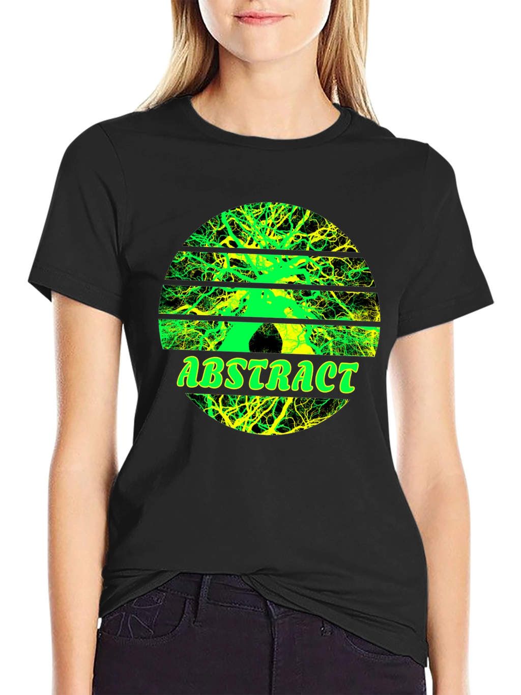 Abstract Tree Graphic Tee - Stylish Mens Black T-Shirt