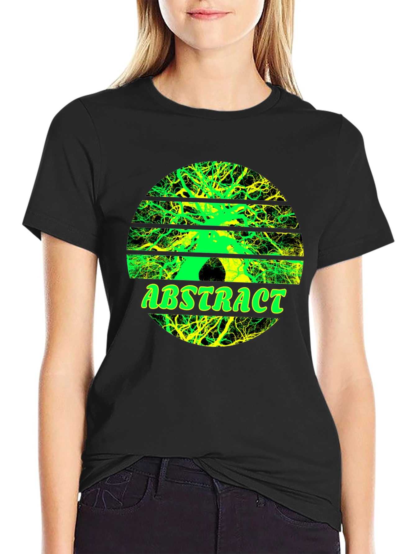 Abstract Tree Graphic Tee - Stylish Mens Black T-Shirt