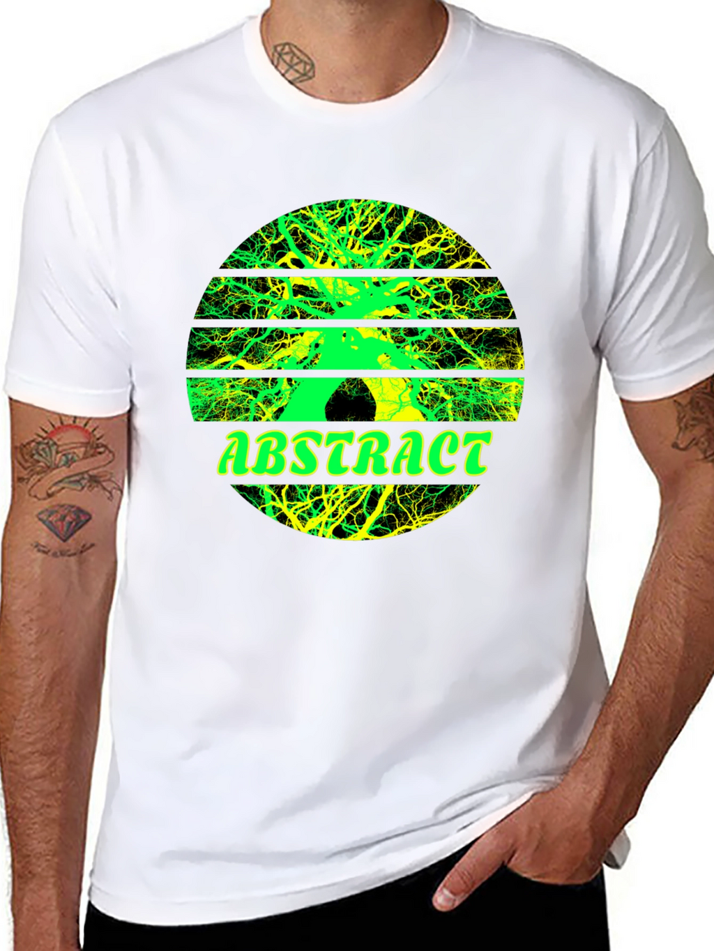 Abstract Tree Graphic Tee - Stylish Mens Black T-Shirt