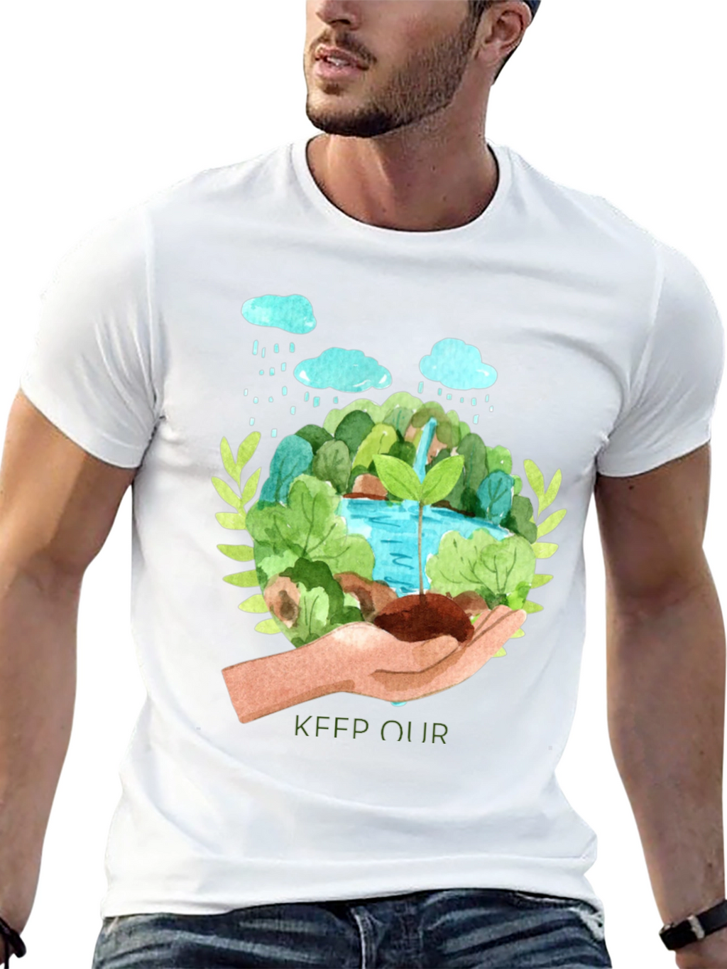 Eco-Friendly Keep Our Earth Green Graphic Tee