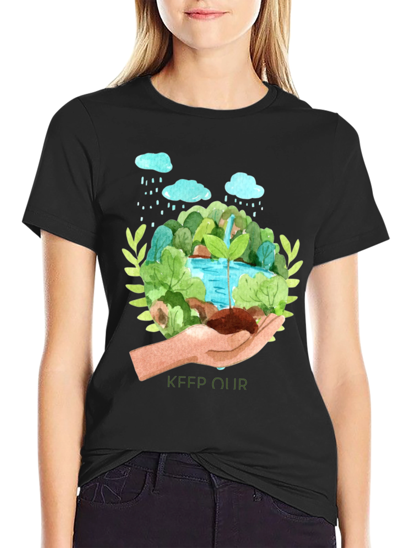 Eco-Friendly Keep Our Earth Green Graphic Tee