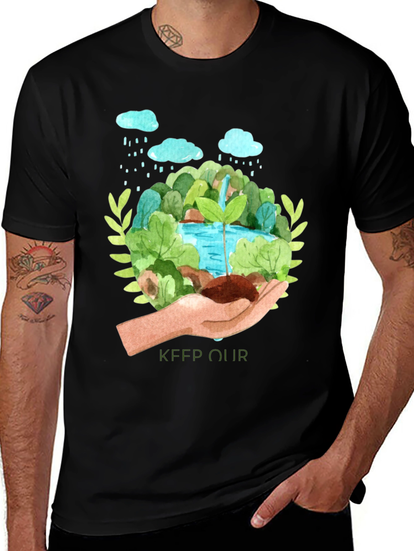 Eco-Friendly Keep Our Earth Green Graphic Tee