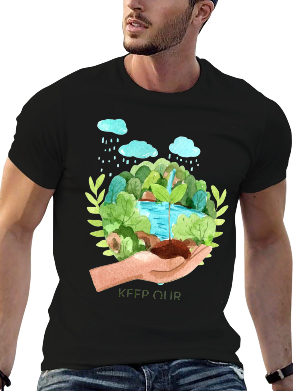 Eco-Friendly Keep Our Earth Green Graphic Tee