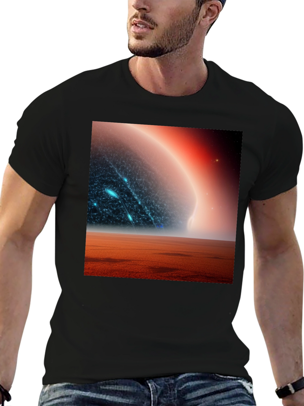 Sci-Fi Planetscape Black T-Shirt